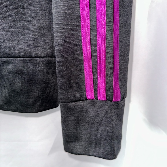 Adidas Zip Up Hooded Jacket Black with Pink Trim Youth XL 16 - Picture 5 of 6